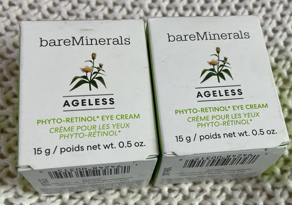 bareMinerals Ageless Phyto-Retinol Eye Cream .5 oz each Full Size Lot Of 2